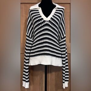 Workshop Republic Clothing Black and White Striped Sweater